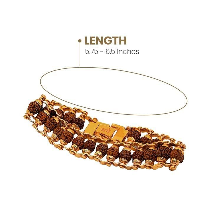 Modern Gold-Plated Rudraksha Bracelet – 5 Mukhi for Power & Peace