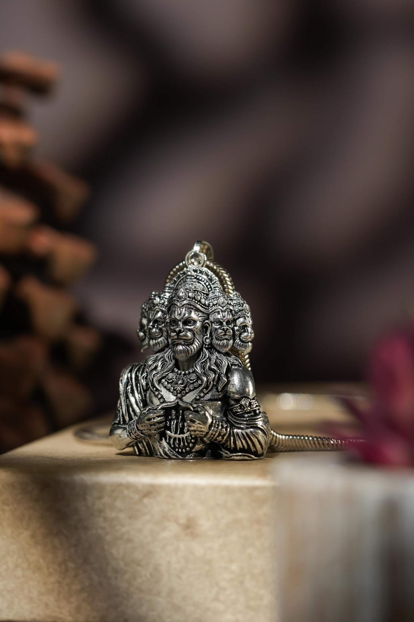Panchamukhi Hanuman Ji Pendant with Free Snake Chain – Gold/Silver Plated | For Strength & Protection