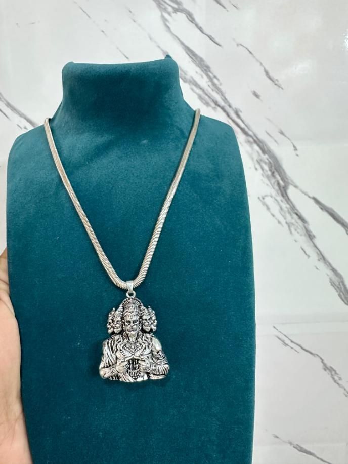 Panchamukhi Hanuman Ji Pendant with Free Snake Chain – Gold/Silver Plated | For Strength & Protection