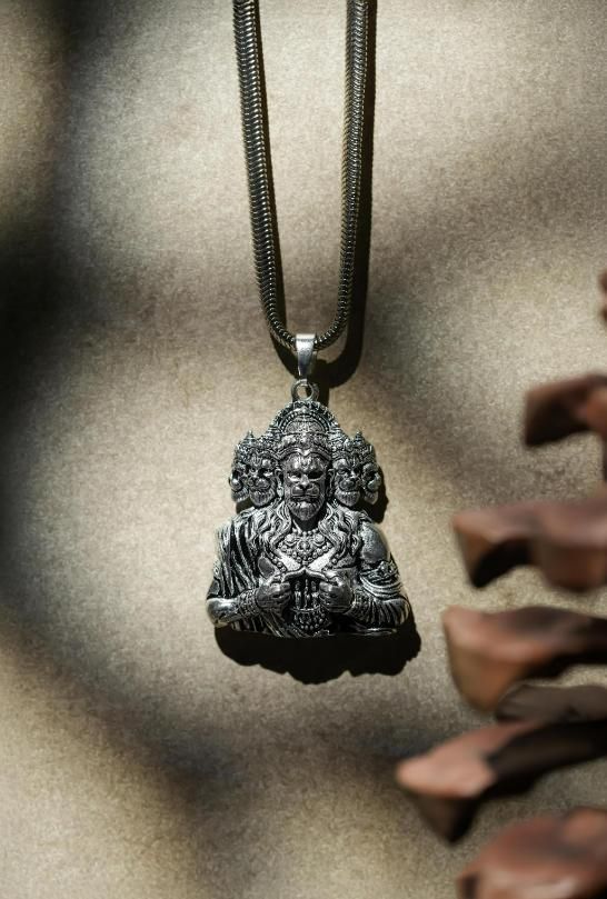 Panchamukhi Hanuman Ji Pendant with Free Snake Chain – Gold/Silver Plated | For Strength & Protection